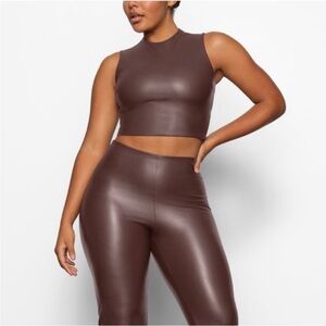 SKIMS Faux Leather Crewneck Crop Top